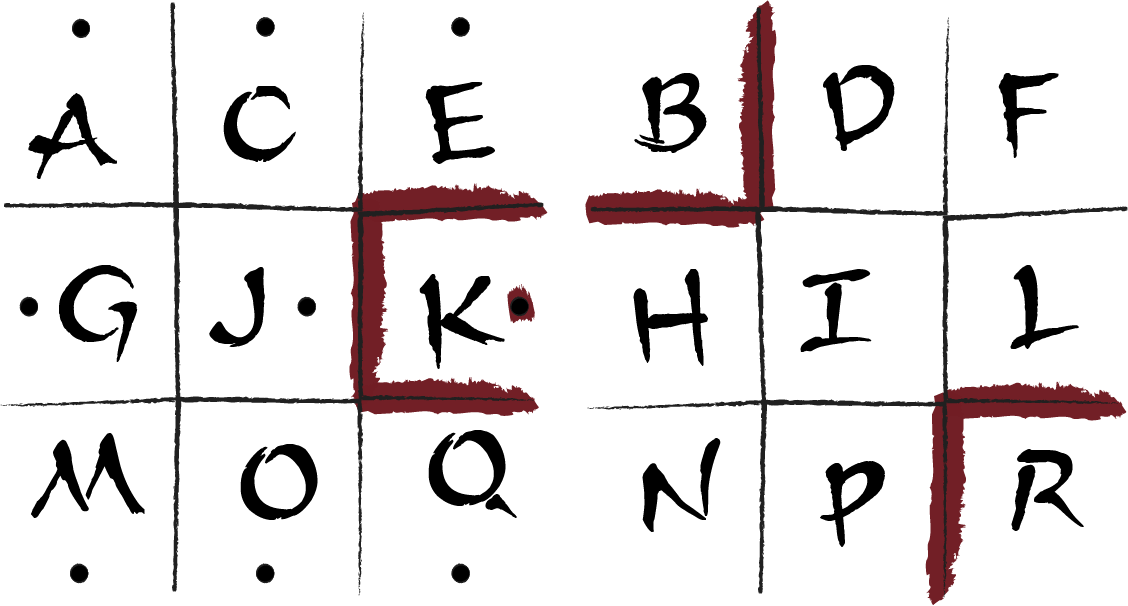 Grille de lettres ombragées
